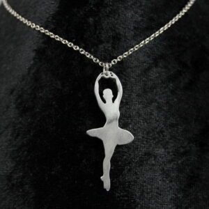 Pendentif Ballerine en aluminium sur fine chaîne acier inoxydable