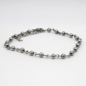 Bracelet de cheville chaîne perlée de perle d’acier inoxydable.