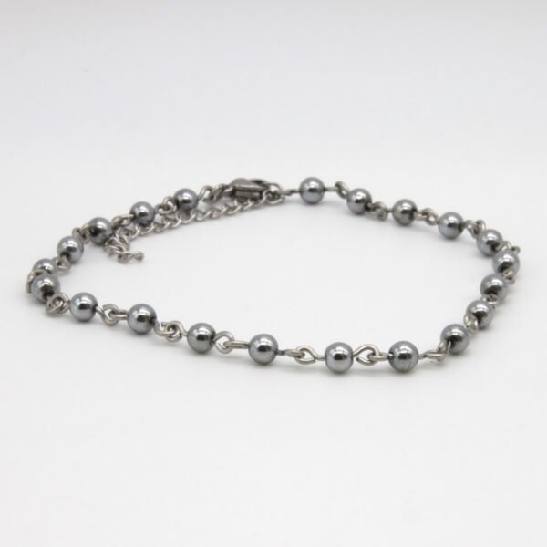Bracelet de cheville chaîne perlée de perle d'acier inoxydable.