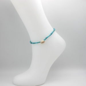 Bracelet de cheville perles de turquoise plage.