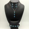 Parure Collier, Bracelet, Boucles d'Oreilles perlé perles donut Hématite et perles Turquoise.