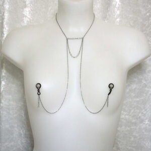 Bijoux pour seins sans piercing. Collier chaine de seins montage 2 chaines.