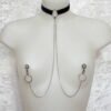 Bijoux pour seins sans piercing. Collier ras de cou Ruban grand cercle et chaîne de seins.