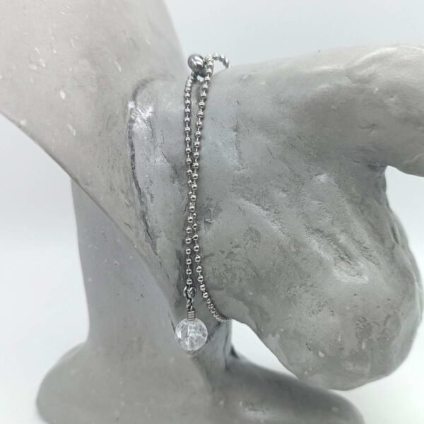 Bijou intime Pénis chaine bille et perle de pierre fine cristal de roche.
