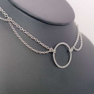Collier choker O-Ring en acier inoxydable Double chaine maille moyenne.